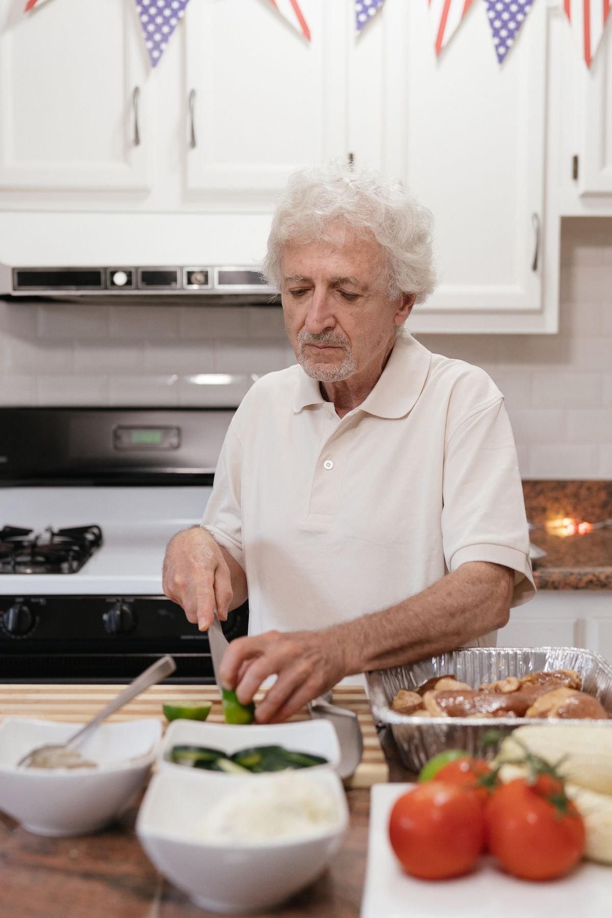 A man preparing healthy food at home
